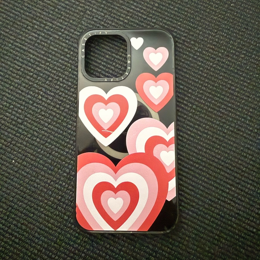 Casetify Heart Design Phone Case - Black, Red, and Pink